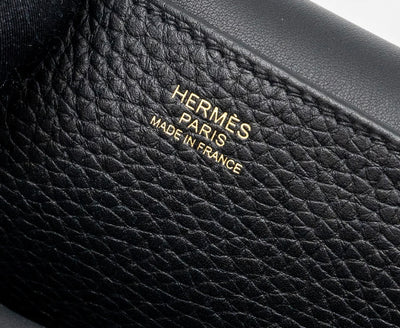 HERMES Alzan 31 Noir Clemence Leather with Gold Hardware