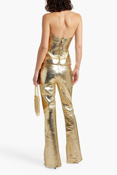 RETROFETE nyc gold leather bustier top size s