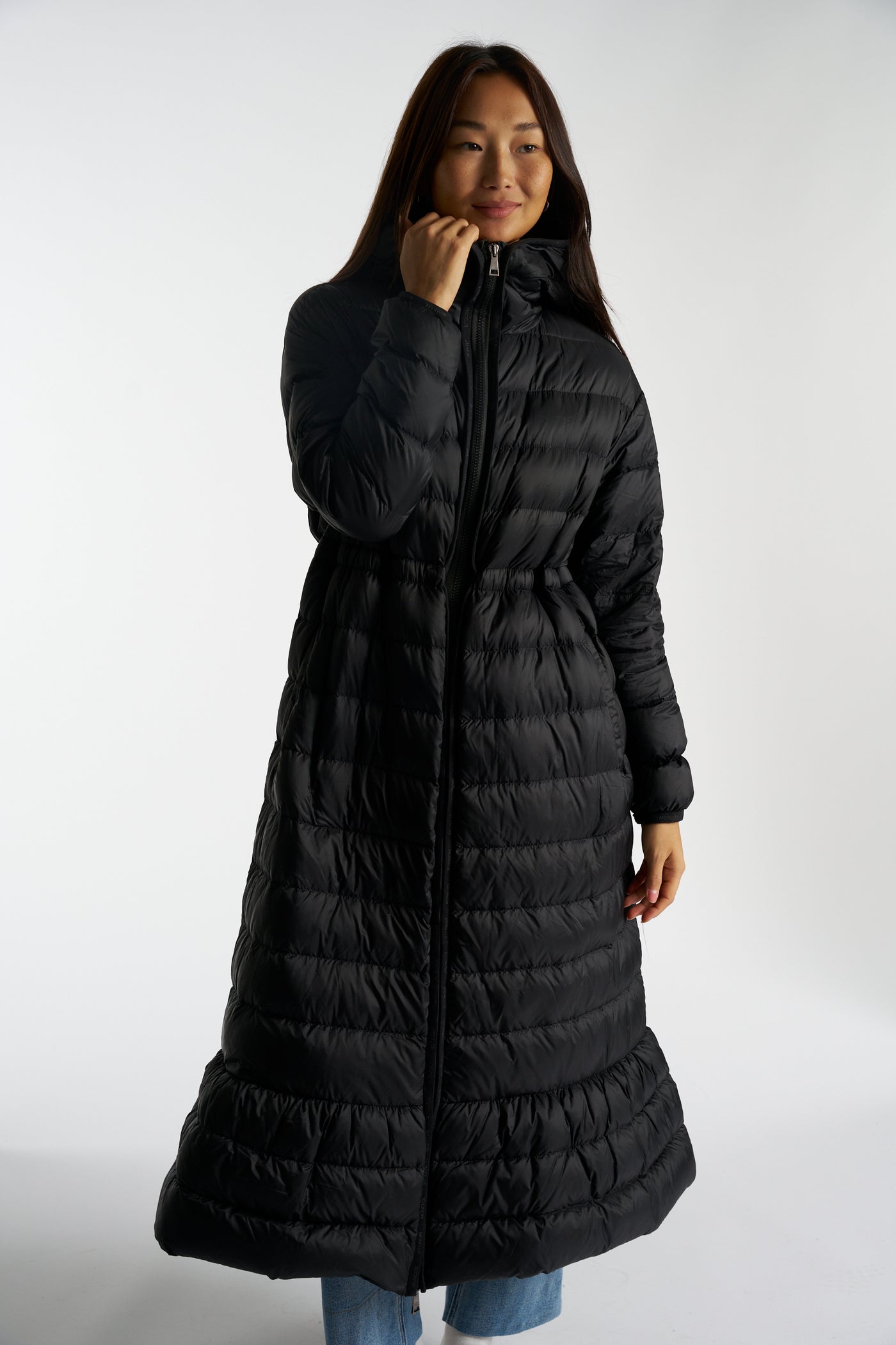 MONCLER black long puffer jacket size 0 oversized