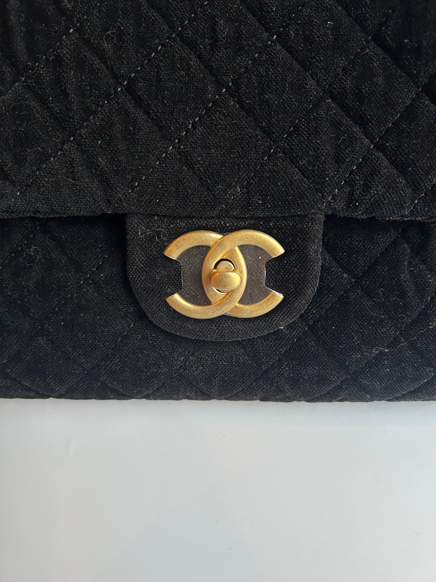 CHANEL XXL Airline runway terry velour single flap handbag
