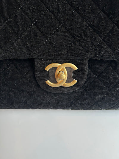 CHANEL XXL Airline runway terry velour single flap handbag