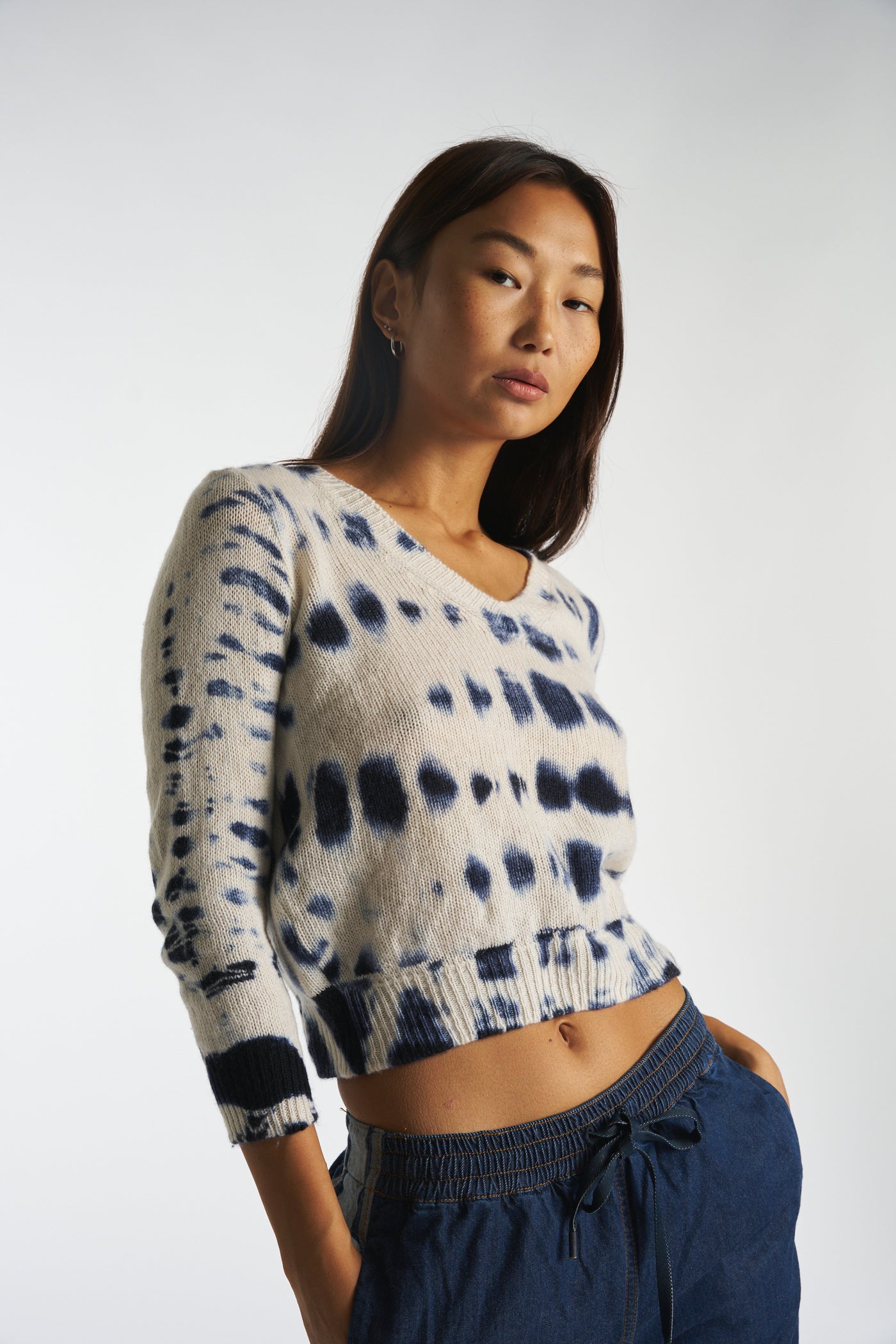 Christian DIOR Tie-Dye blue white cashmere jumper