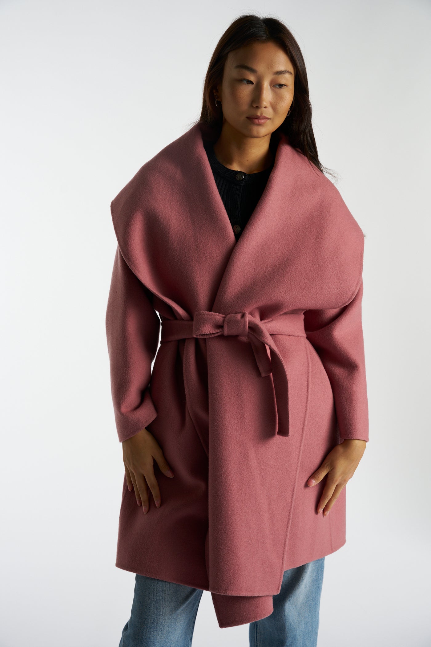 BOTTEGA VENETA pink cashmere wrap coat