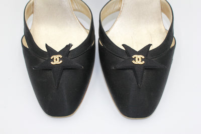 CHANEL sling back with stars and gold cc crystals size 38