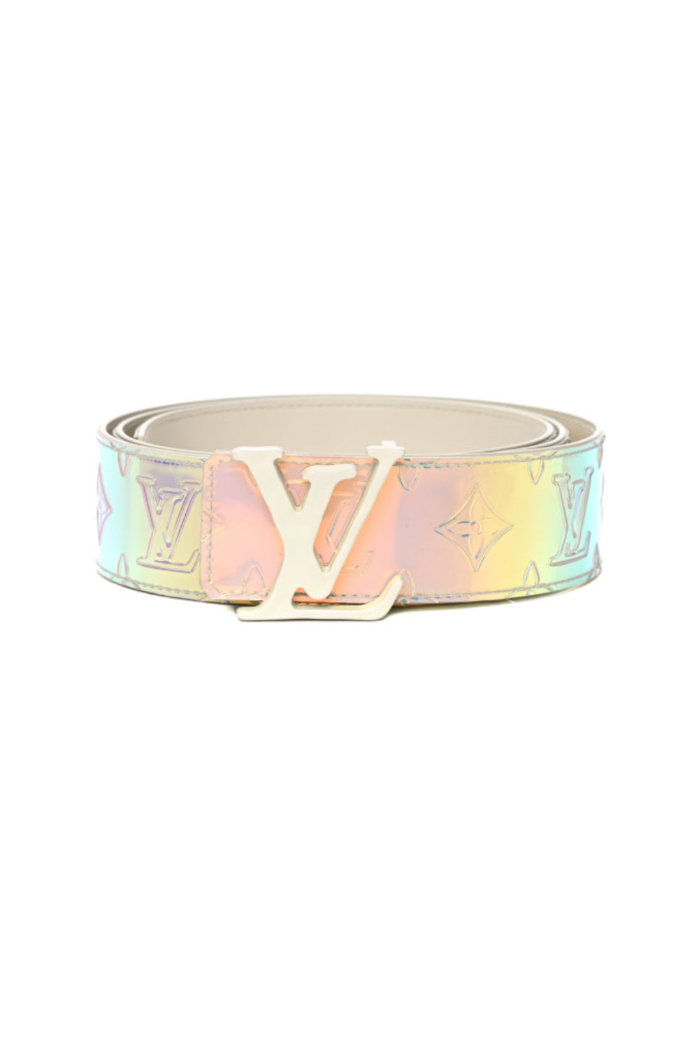 LOUIS VUITTON holographic iridescent prism belt by Virgil Abloh size 95