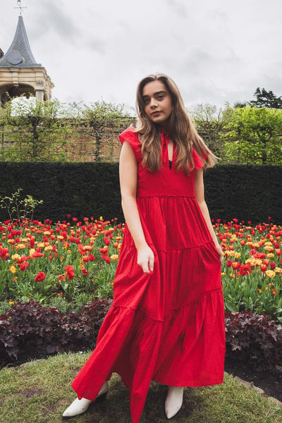 WIGGY KIT red ruffled maxi dress size M RRP approx. : £385