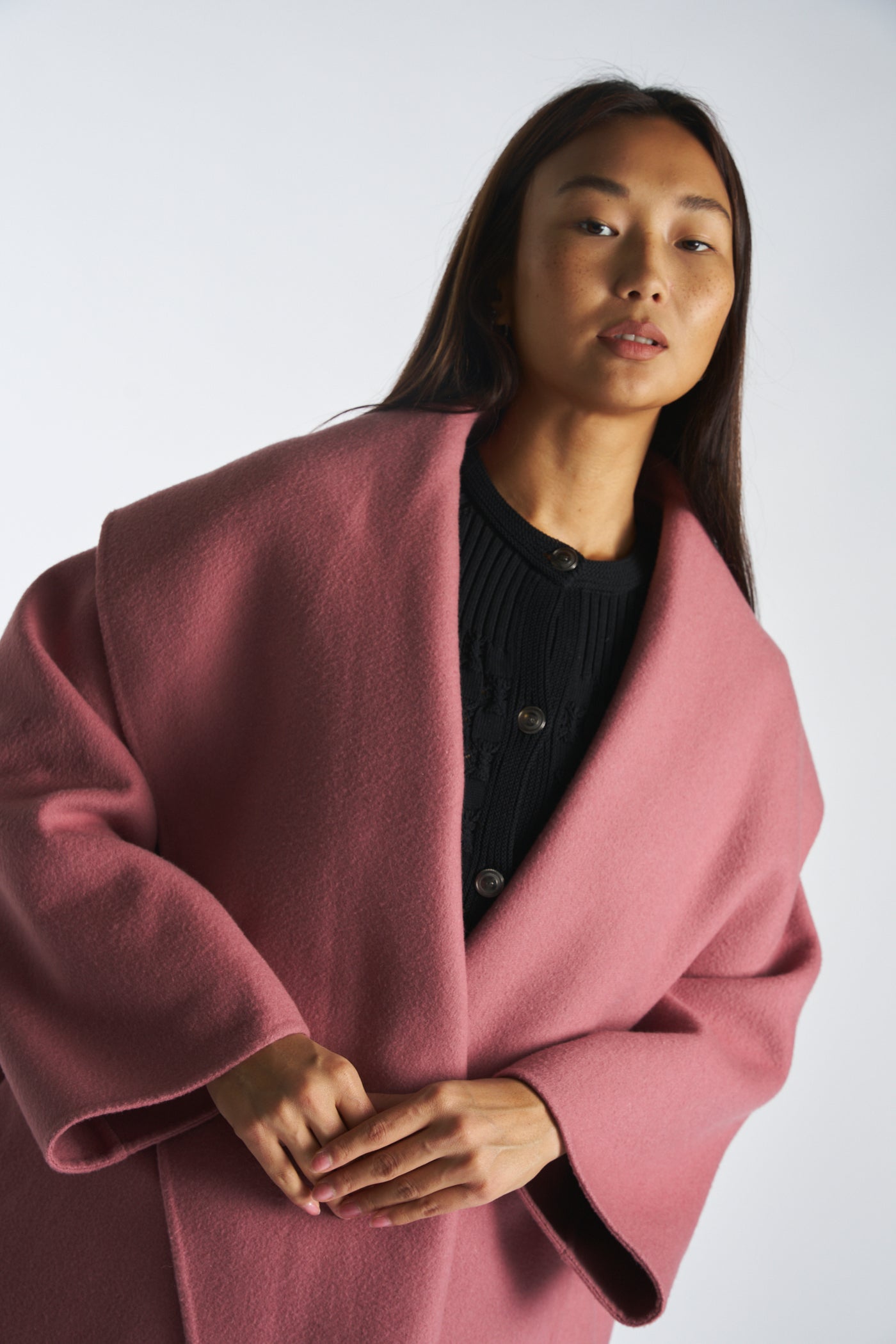 BOTTEGA VENETA pink cashmere wrap coat