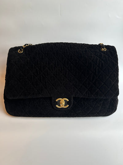 CHANEL XXL Airline runway terry velour single flap handbag
