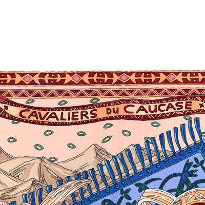 HERMES "Les Cavaliers du Caucase" cashmere silk shawl 140cm