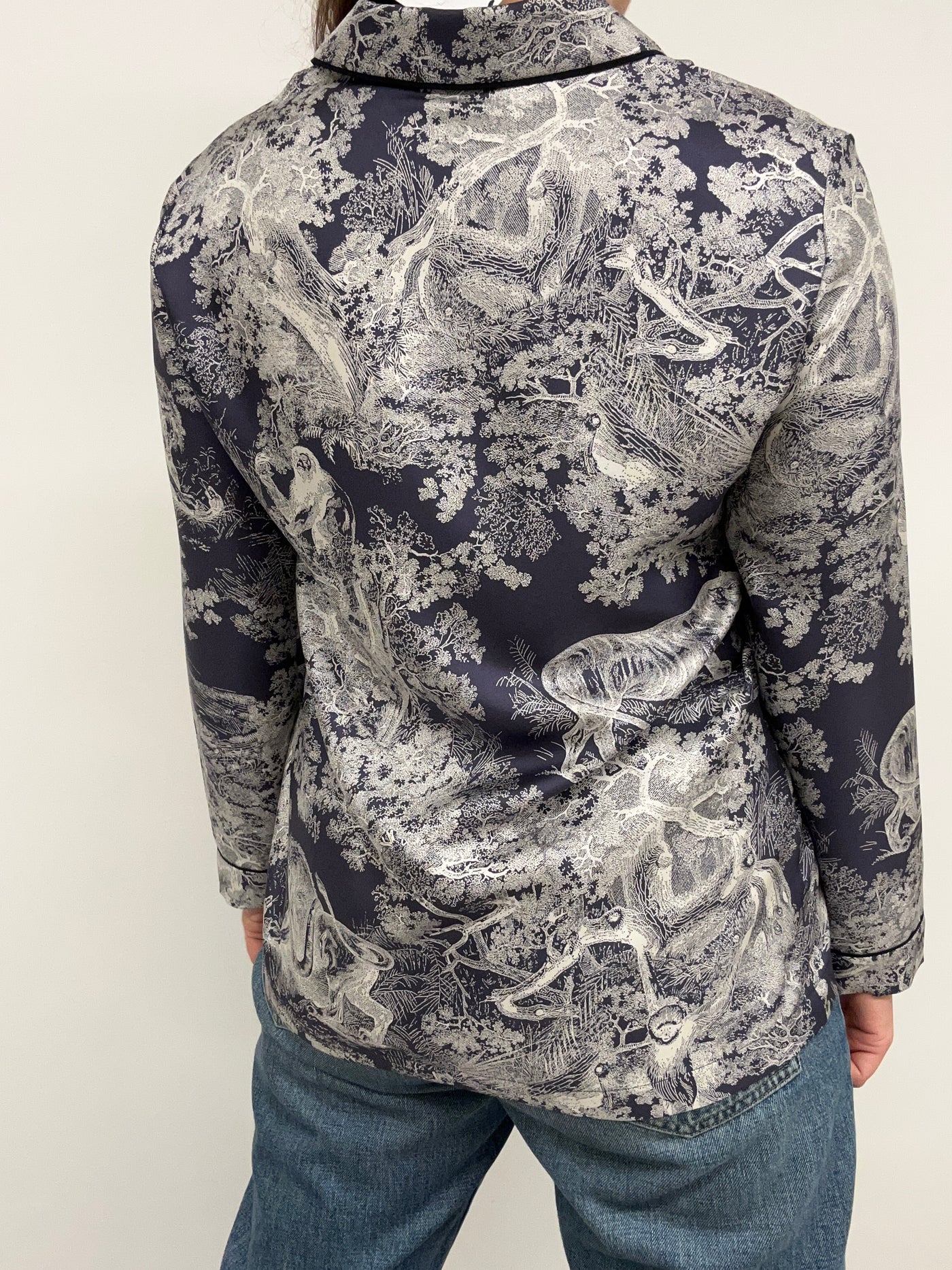 CHRISTIAN DIOR Silk Toile De Jouy blouse size 36fr oversized