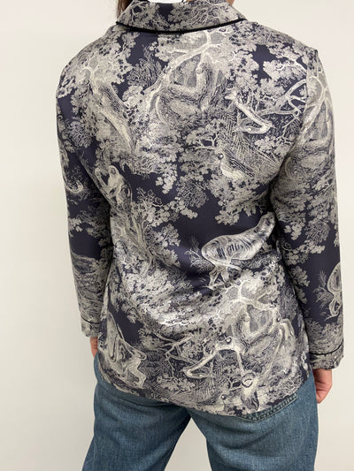 CHRISTIAN DIOR Silk Toile De Jouy blouse size 36fr oversized