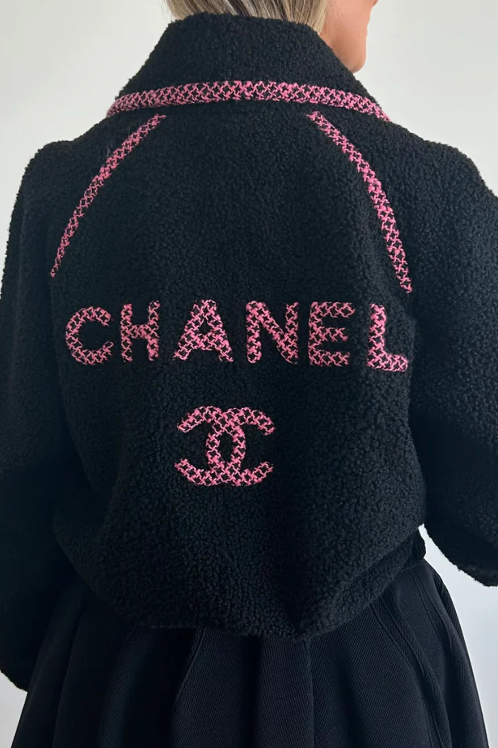 CHANEL COCO NEIGE Shearling Bomber Jacket size 42