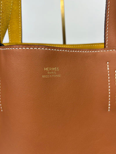 HERMES Double Sense Tote Gold Veau Sikkim Jaune de Naples Chevre Year 2023 Current RRP 3850 euros