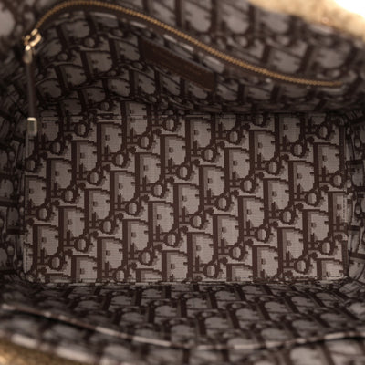CHRISTIAN DIOR hand crocheted millefiori small book tote handbag with oblique insert