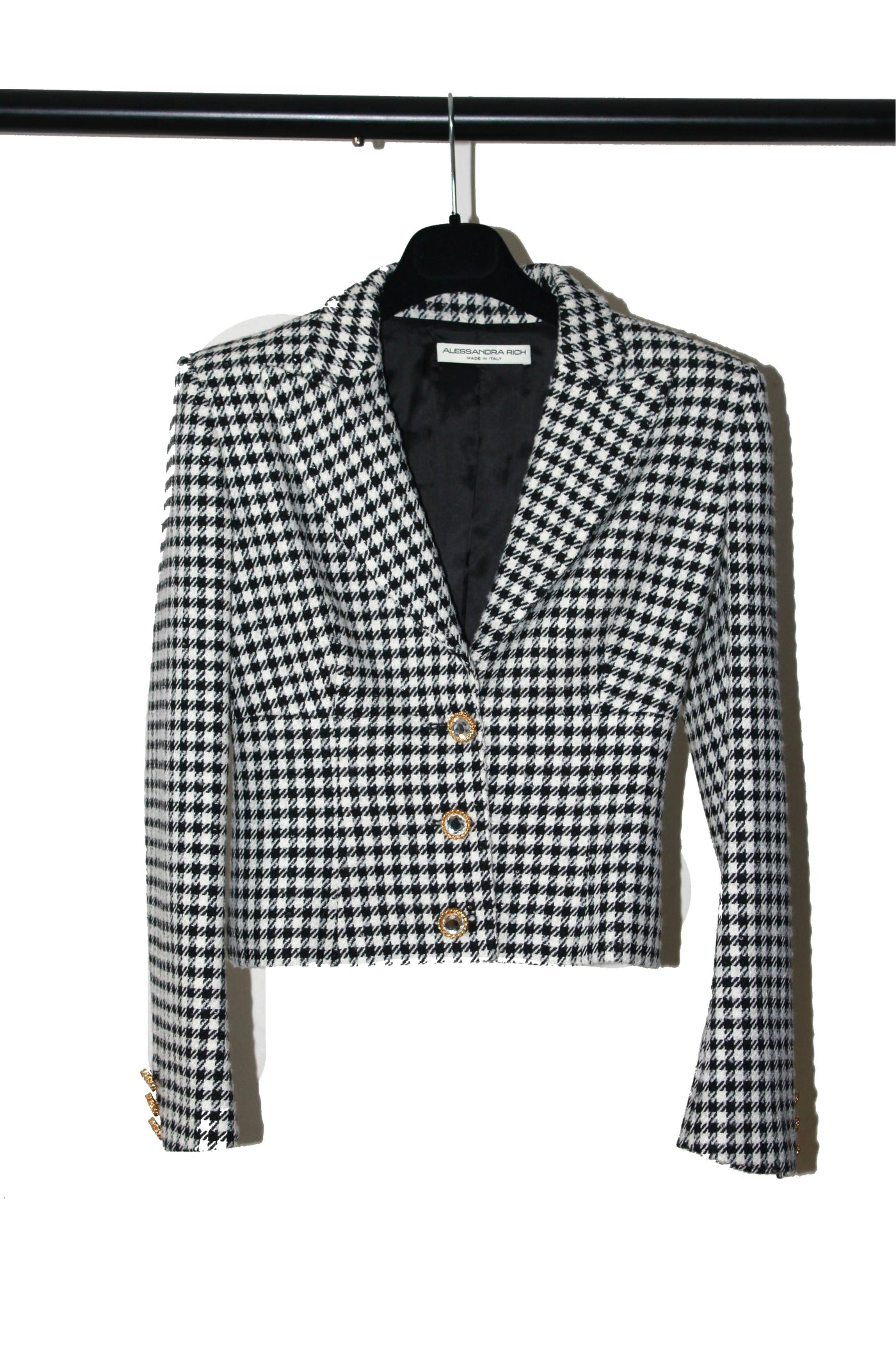 ALESSANDRA RICH Houndstooth sequin crystals jacket size 8uk RRP: $1675