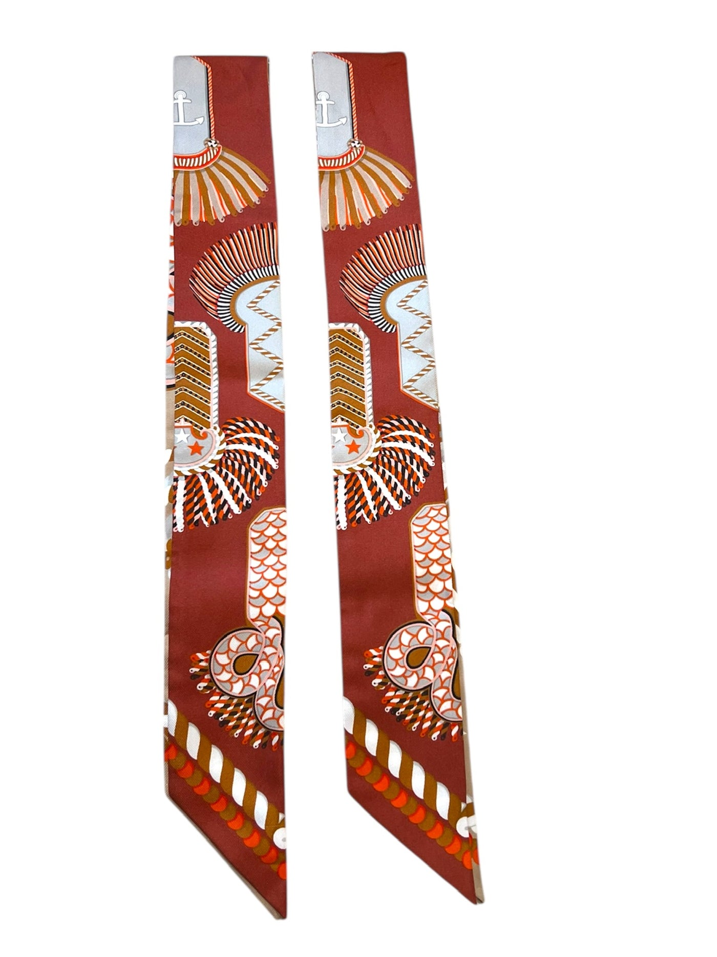 HERMES Epaulette de Gala pair of silk Twilly unworn with box