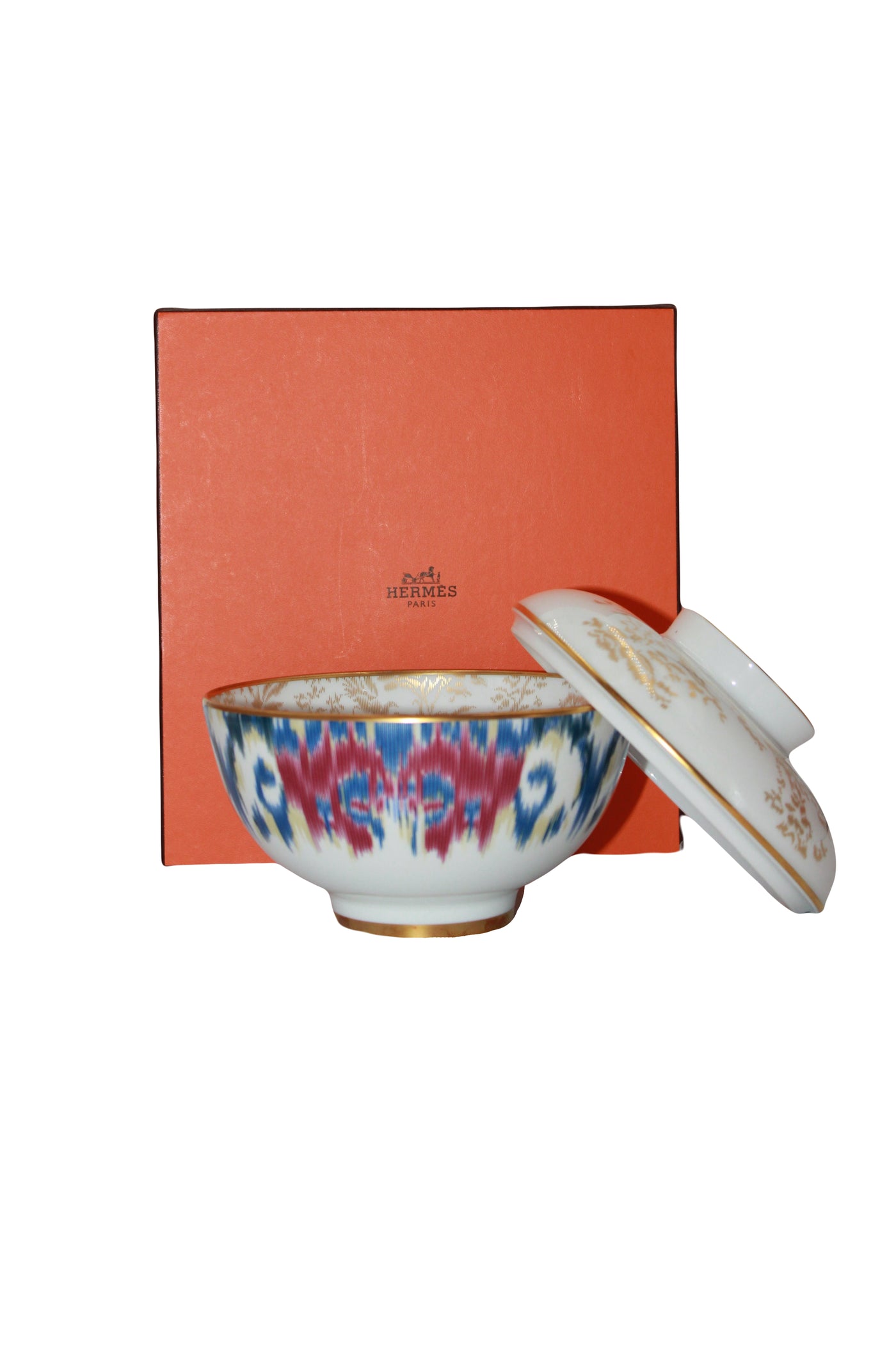 HERMES large bowl "en voyage pour Ikat" with box