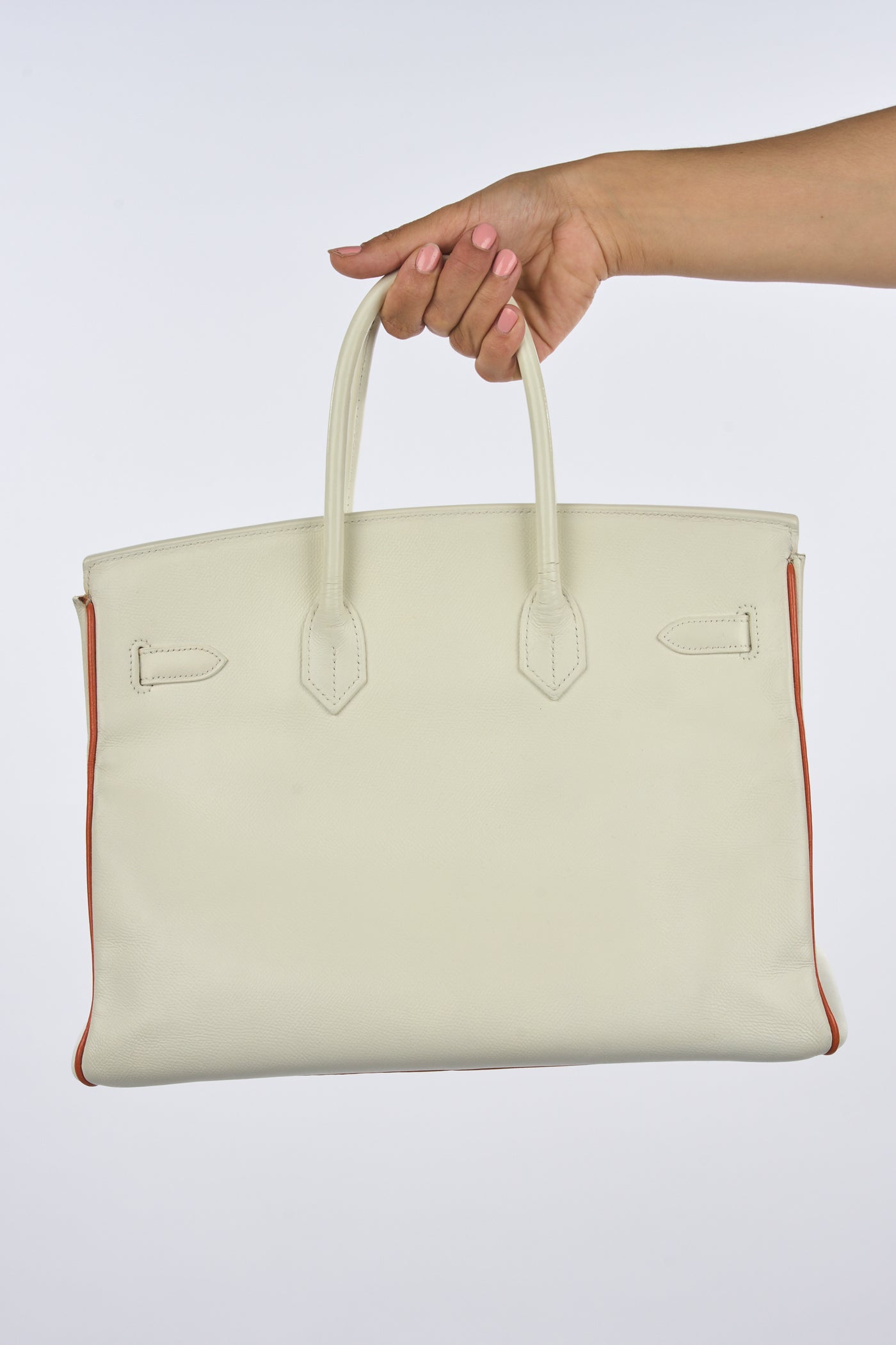 HERMES Birkin 35cm special order white/orange with palladium hardware