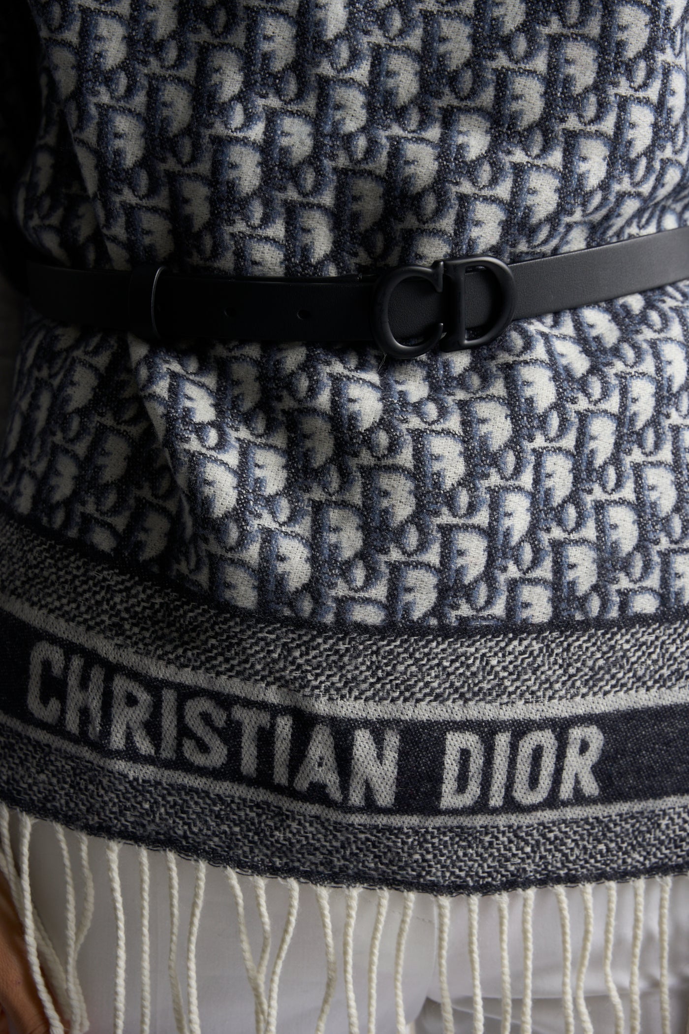 CHRISTIAN DIOR cashmere oblique poncho