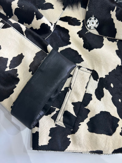 DOLCE GABBANA cow calfskin & lambskin leather jacket size 40