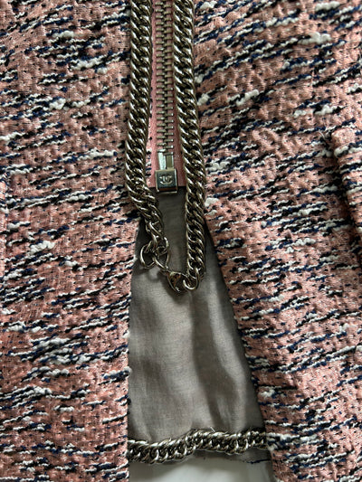 CHANEL Pink Silver Zip Chain Two Pieces Suit 2011 size 42