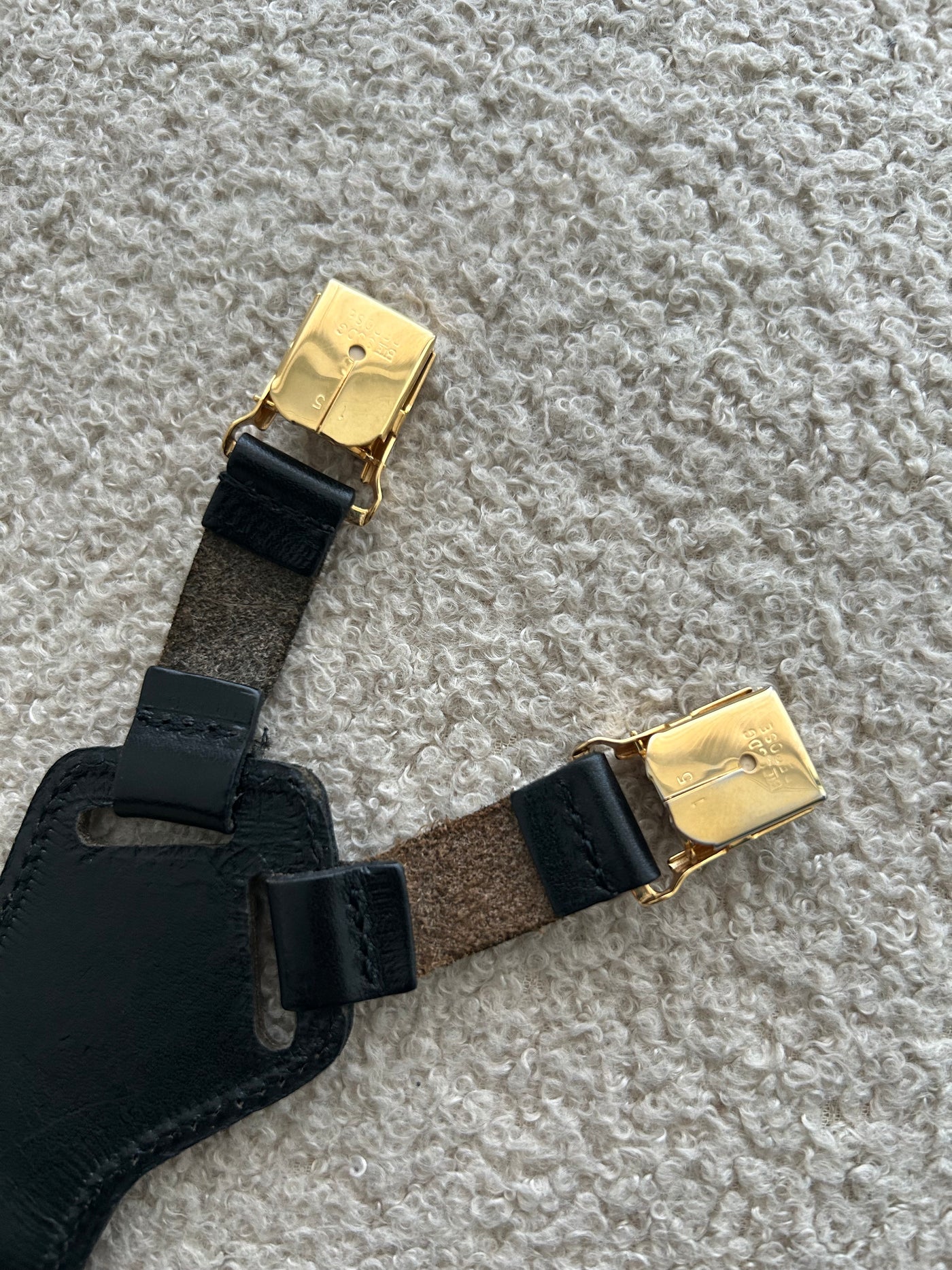 CHANEL VINTAGE SS 1994 Runway beige leather and fabric suspender