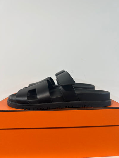 HERMES Chypre Calf leather sandals size 38.5 *Store Fresh*