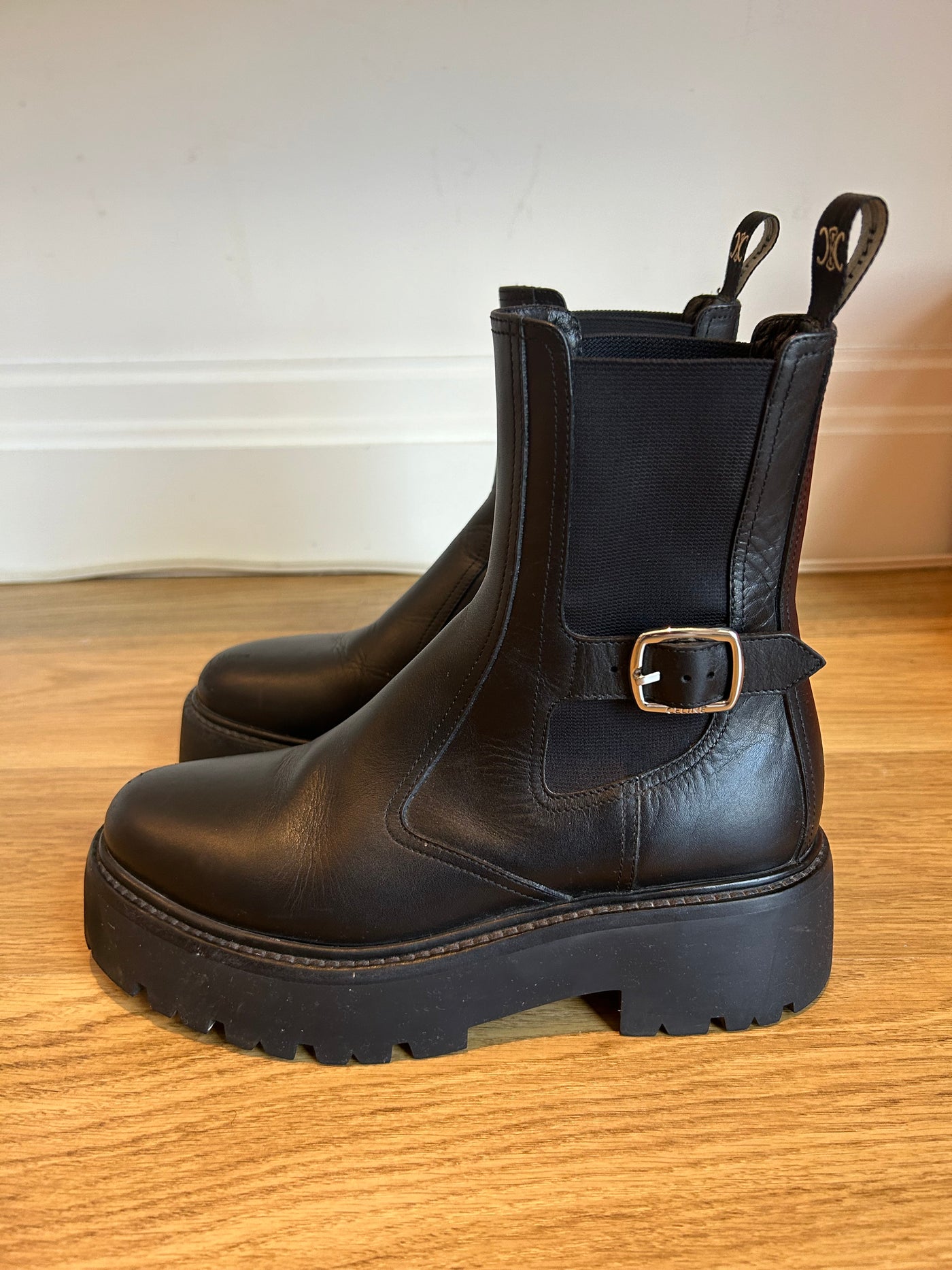 CELINE triomphe pull on style boots size 38.5