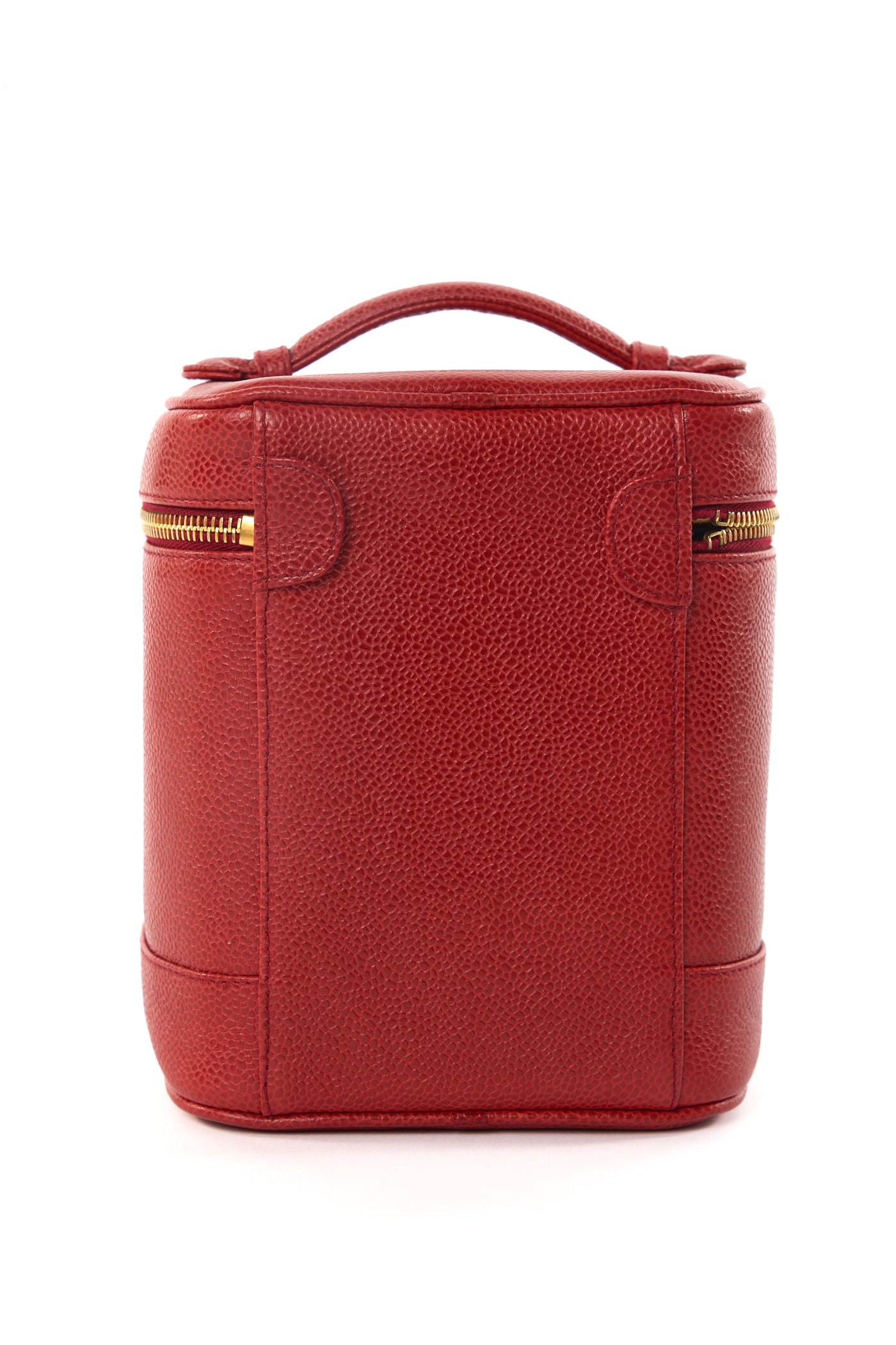 CHANEL vintage red caviar vanity with 24ct gold plated