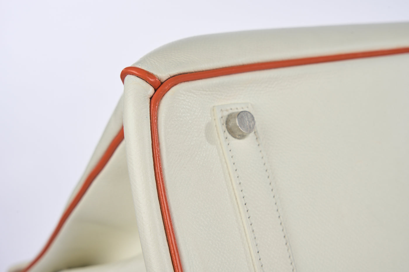 HERMES Birkin 35cm special order white/orange with palladium hardware