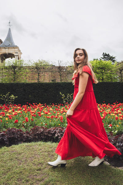 WIGGY KIT red ruffled maxi dress size M RRP approx. : £385