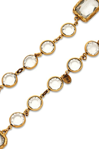 CHANEL Collector Rare Vintage Chiclet Clear Gripoix Glass Sautoir Necklace 1981