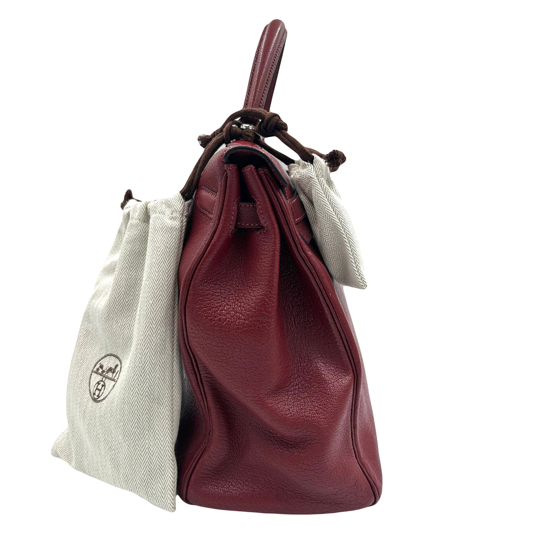 HERMÈS Kelly 35 chèvre rouge H with palladium hardware – U & Moi