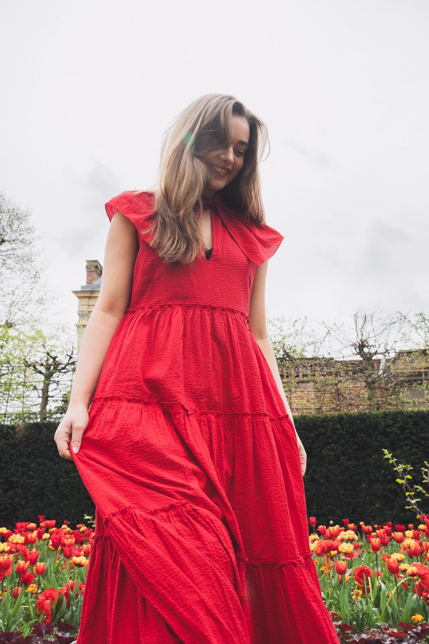 WIGGY KIT red ruffled maxi dress size M RRP approx. : £385