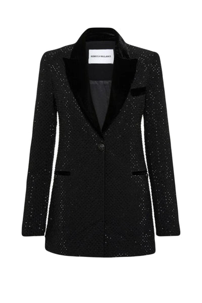 REBECCA VALLANCE Crystals-embellished with velvet trimmed blazer size uk10 RRP: £710