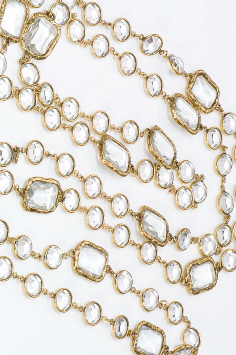 CHANEL Collector Rare Vintage Chiclet Clear Gripoix Glass Sautoir Necklace 1981