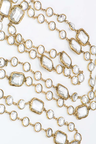 CHANEL Collector Rare Vintage Chiclet Clear Gripoix Glass Sautoir Necklace 1981
