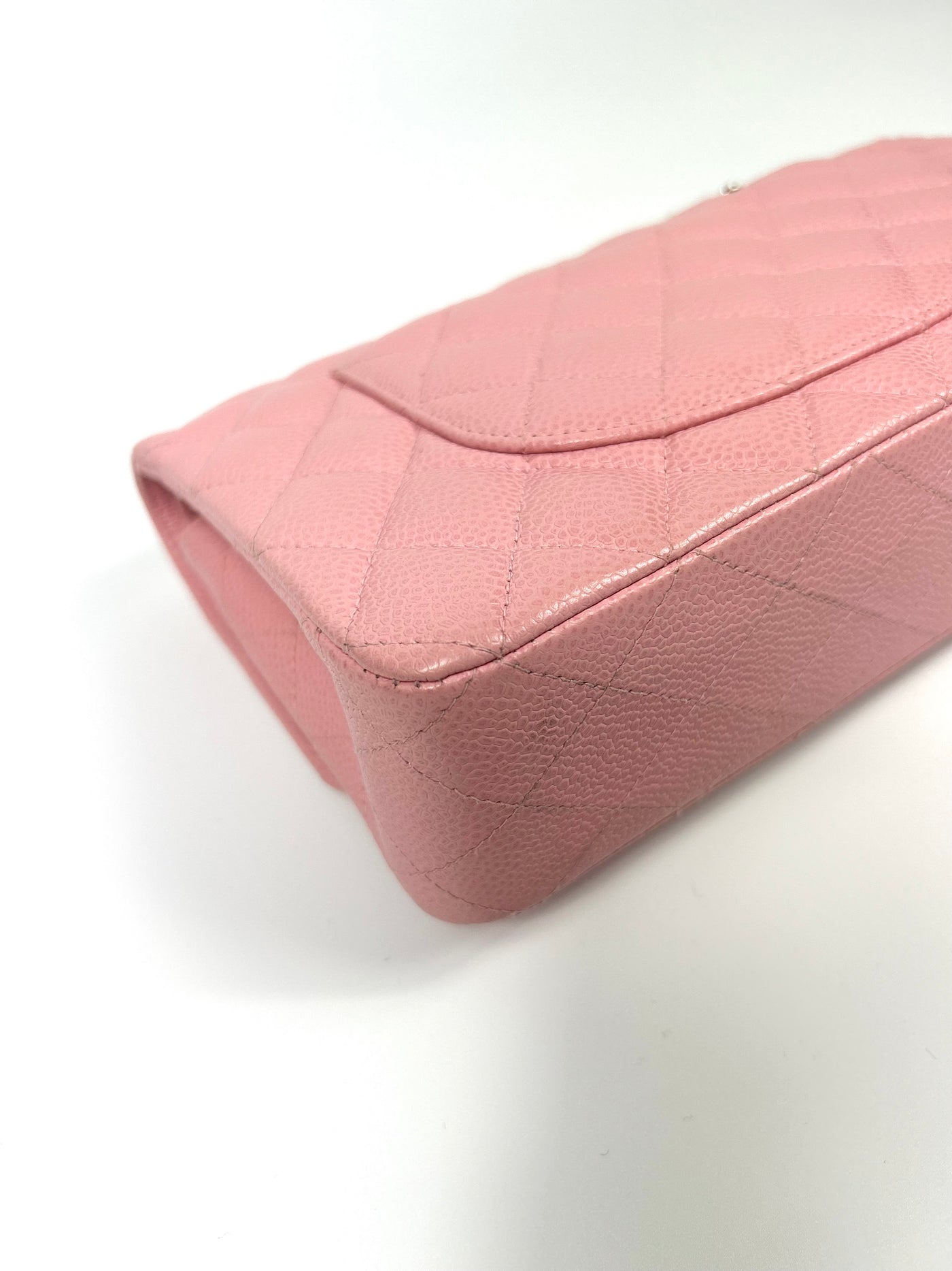 CHANEL Classic Medium Double Flap Sakura Pink Caviar with Silver Hardware