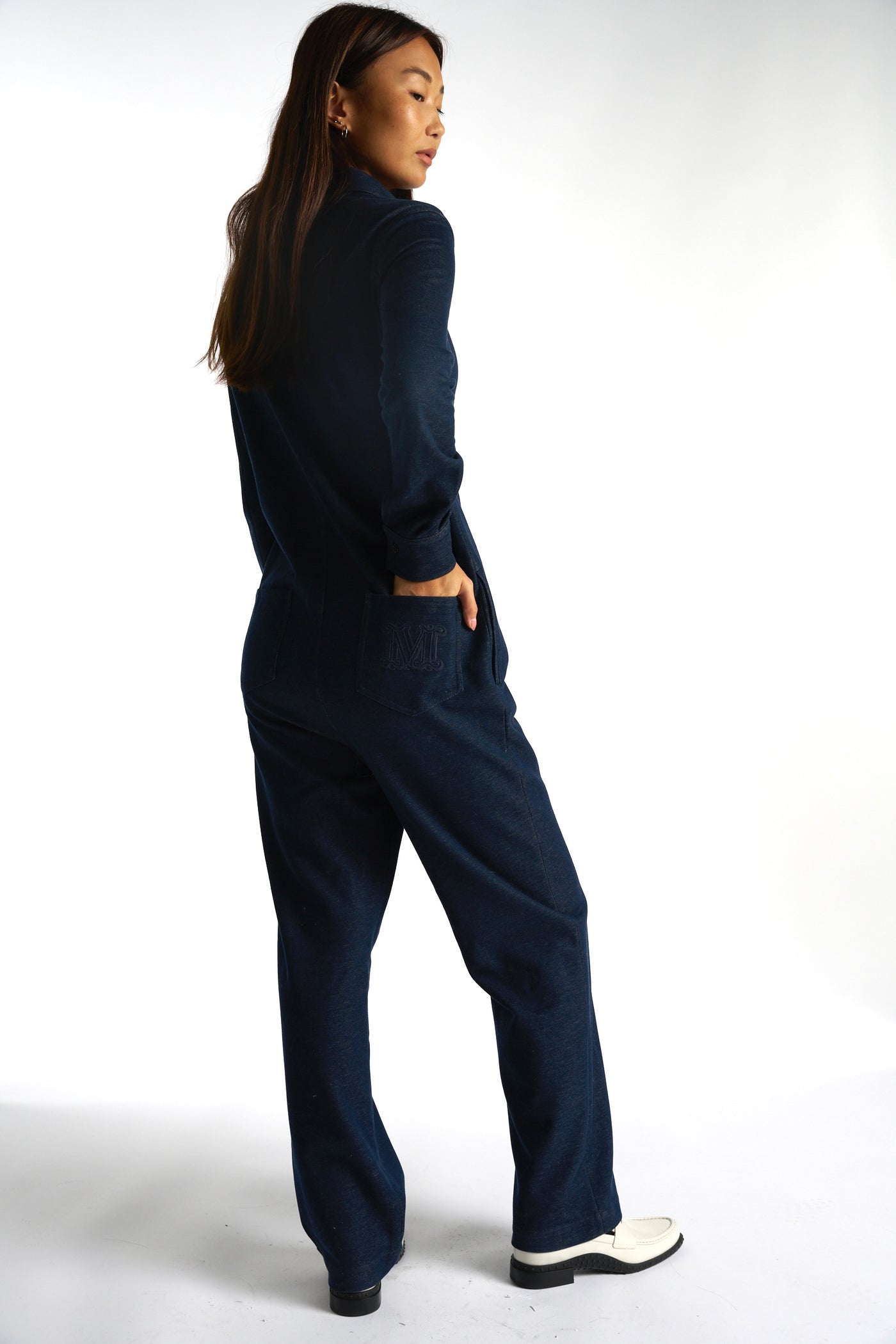 MAX MARA blue cotton blend jumpsuit oversized