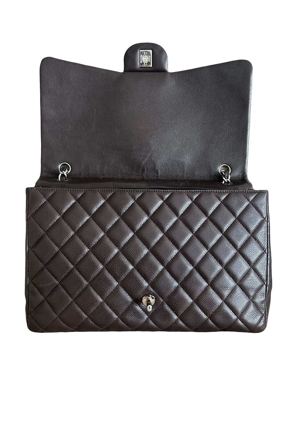 CHANEL Maxi espresso brown caviar leather with silver hardware current RRP €11700