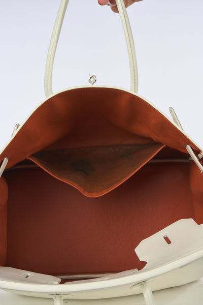 HERMES Birkin 35cm special order white/orange with palladium hardware