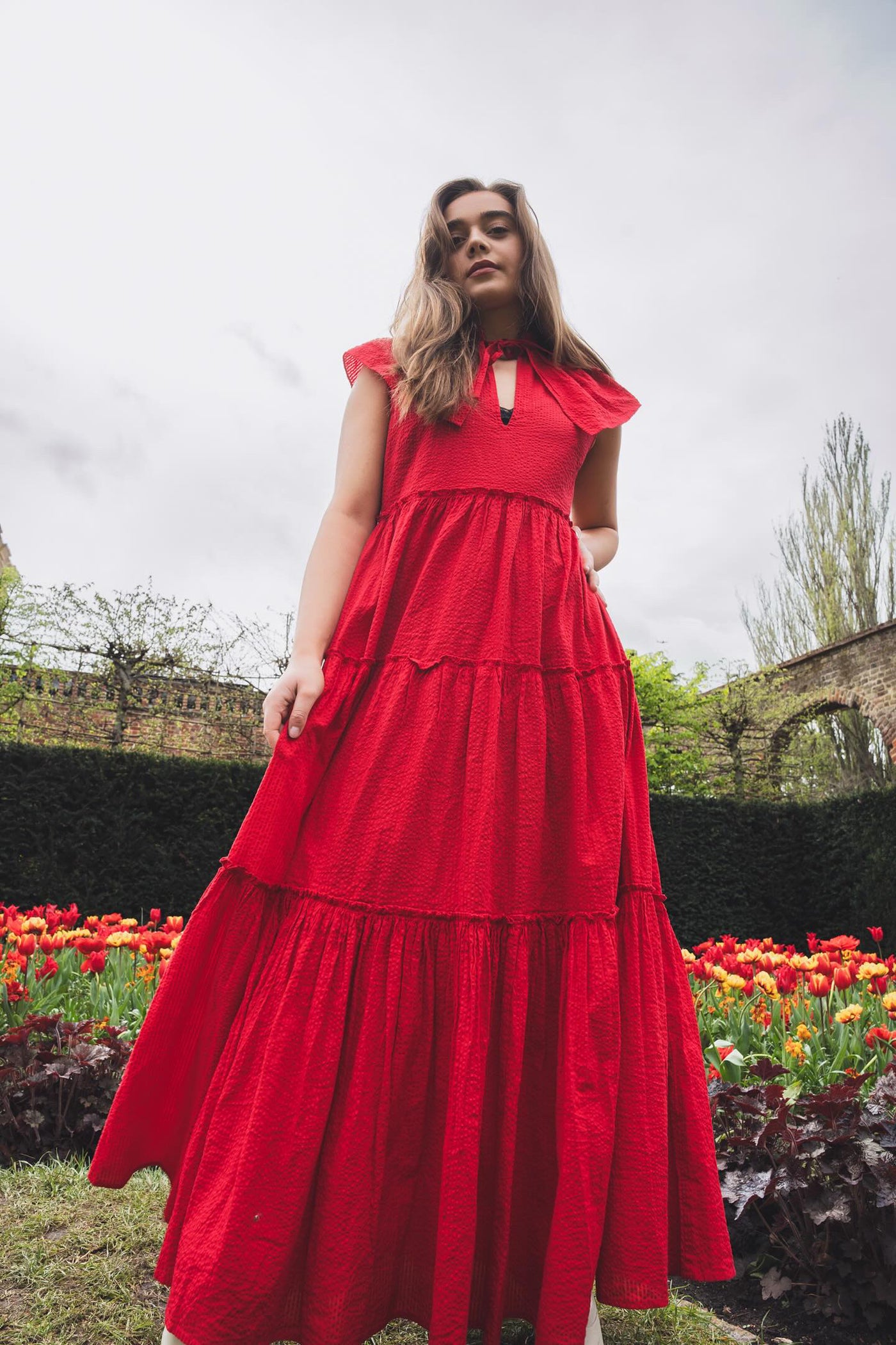 WIGGY KIT red ruffled maxi dress size M RRP approx. : £385