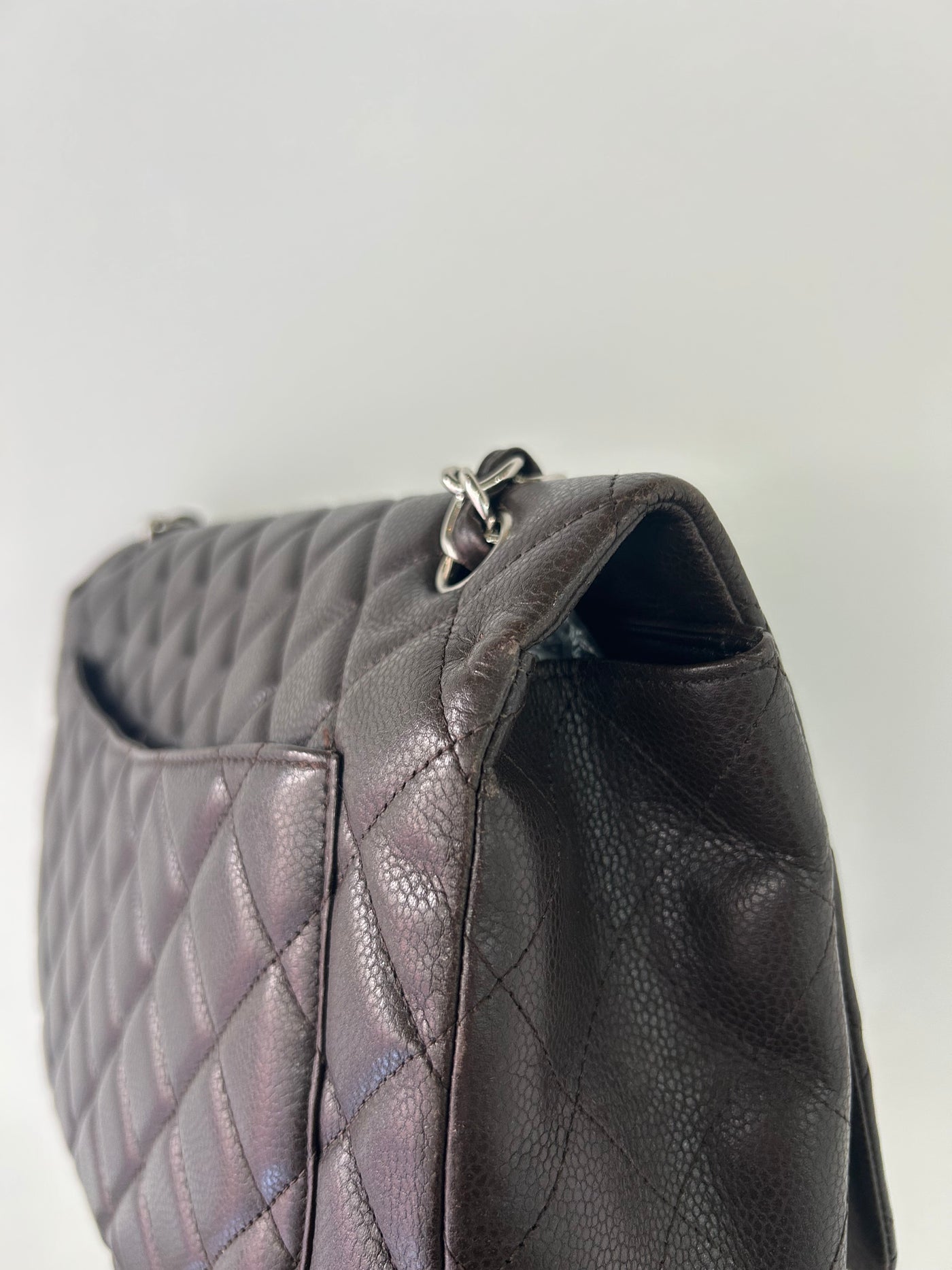 CHANEL Maxi espresso brown caviar leather with silver hardware current RRP €11700
