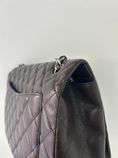 CHANEL Maxi espresso brown caviar leather with silver hardware current RRP €11700