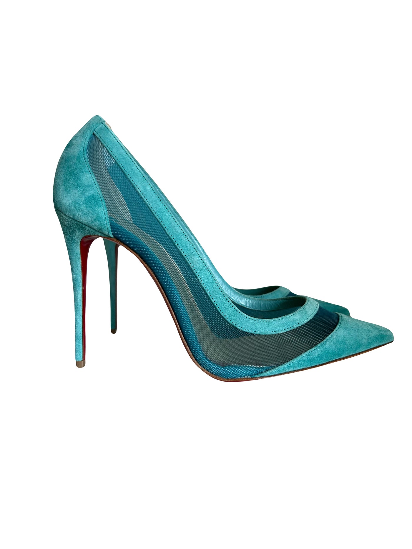 Christian LOUBOUTIN Galativi turquoise suede heels size 38.5