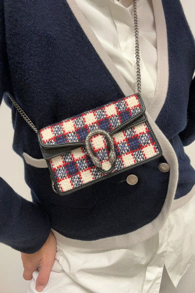 GUCCI Dyonisus extra mini tweed red, white, navy handbag