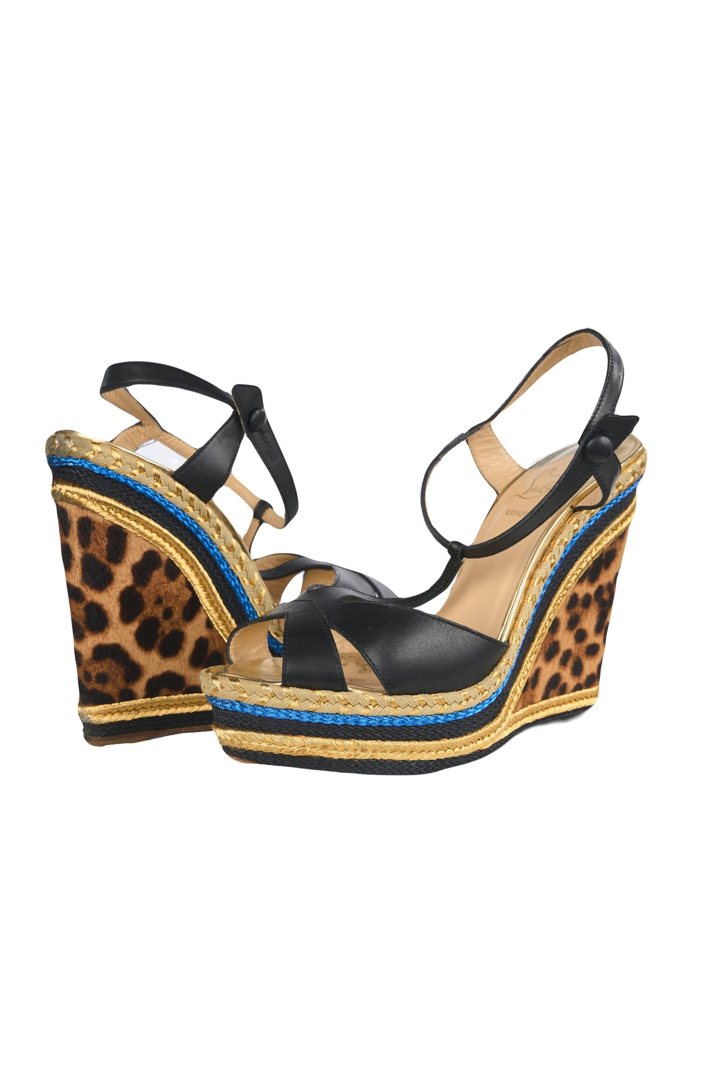 Christian LOUBOUTIN ponyskin leopard wedges size 41