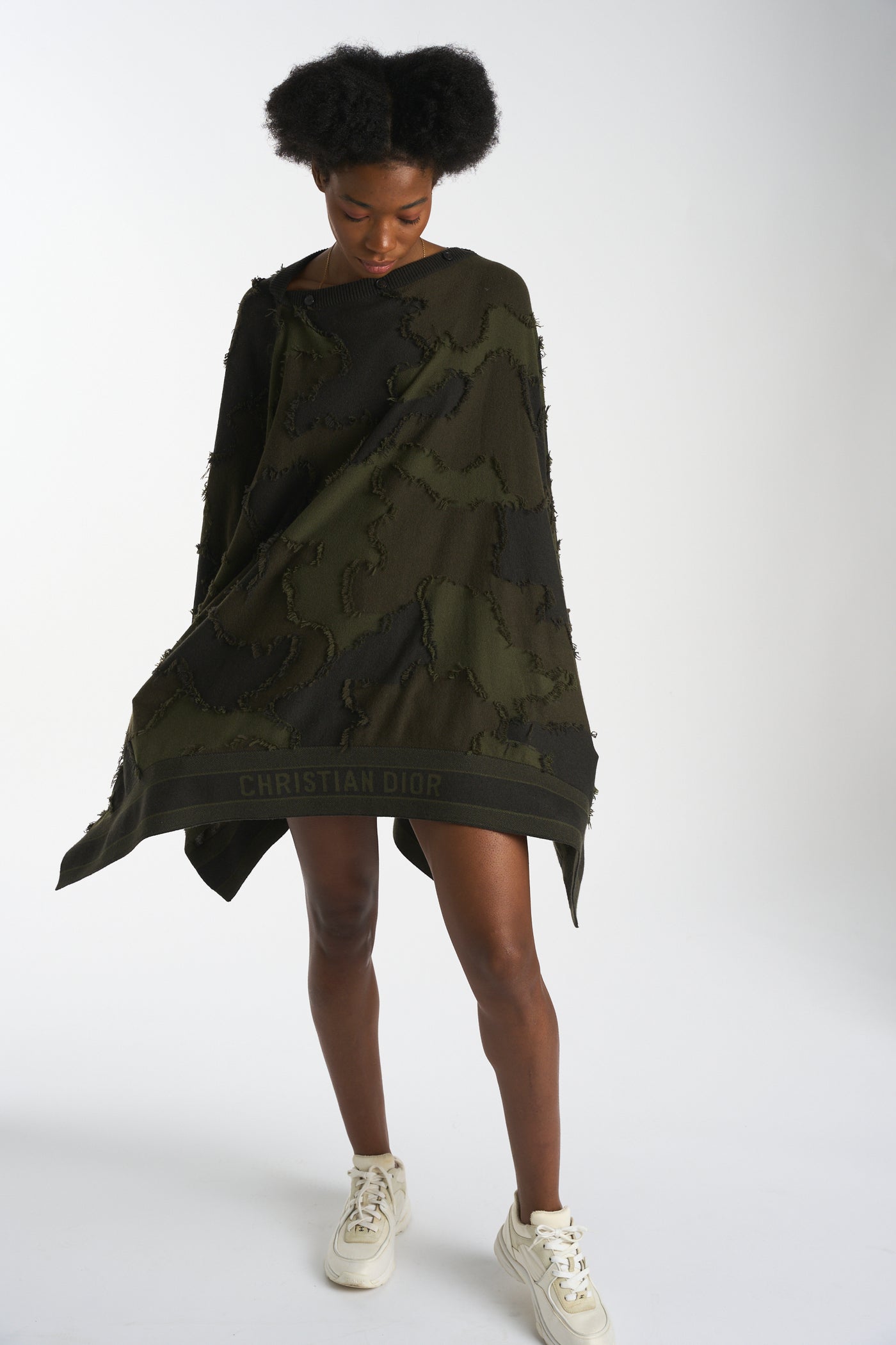 CHRISTIAN DIOR camouflage cashmere poncho