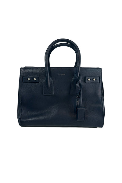 SAINT LAURENT Sac De Jour  medium navy grain supple leather with strap