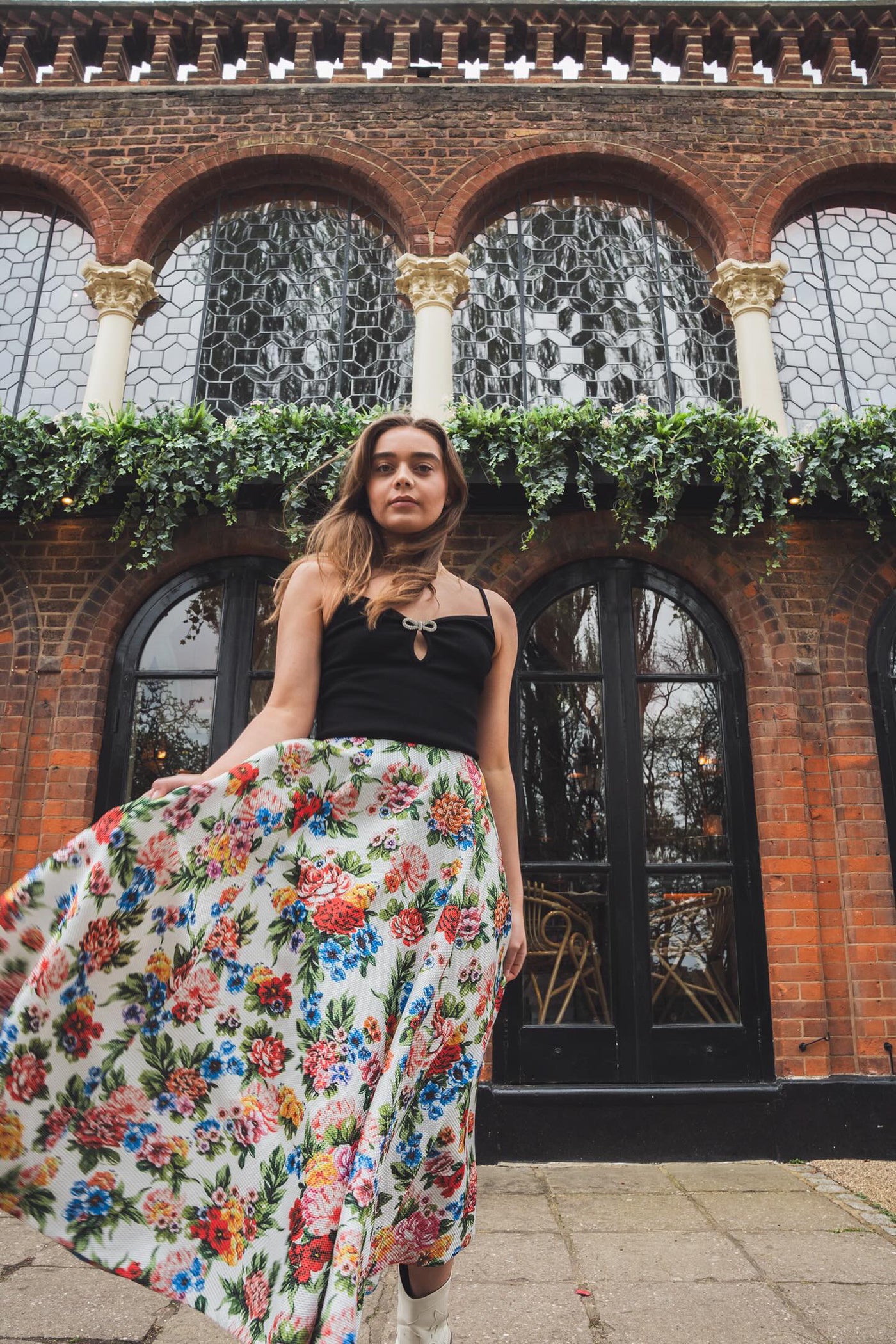 EMILIA WICKSTEAD basketwave floral maxi skirt